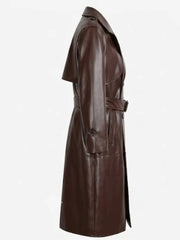 Women’s Brown Leather Trench Coat
