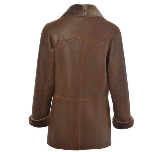 Women's Brown Shearling Leather Coat