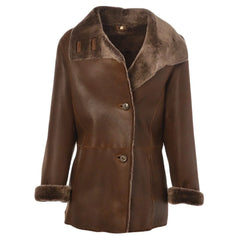 Women's Brown Shearling Leather Coat