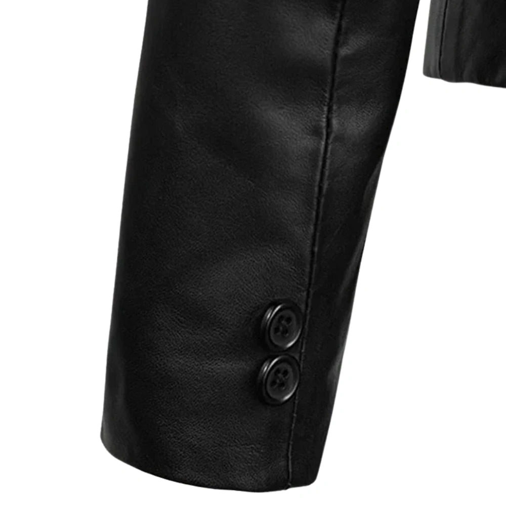 Women’s Classic Black Leather Blazer Jacket
