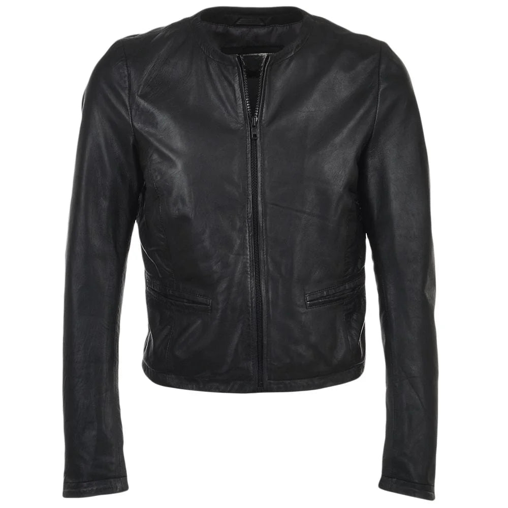 Women's Classic Black Leather Jacket