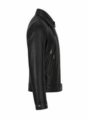 Women’s Classic Black Zipper Leather Jacket Right 