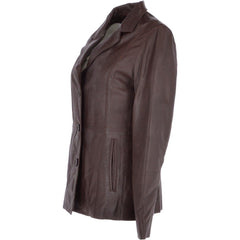 Women's Classic Brown Faux Leather Button-Up Jacket