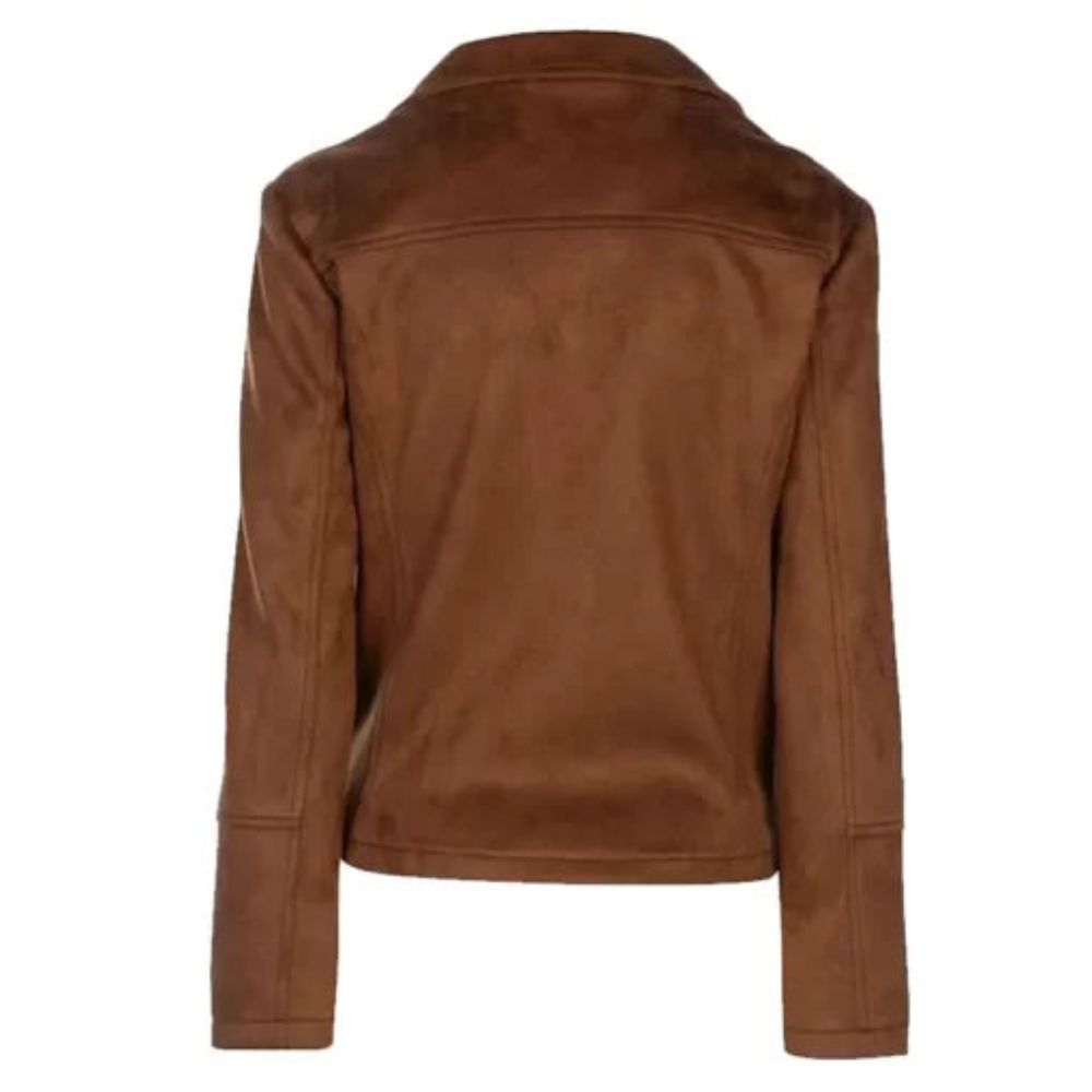 Women's Classic Brown Suede Biker Jacket