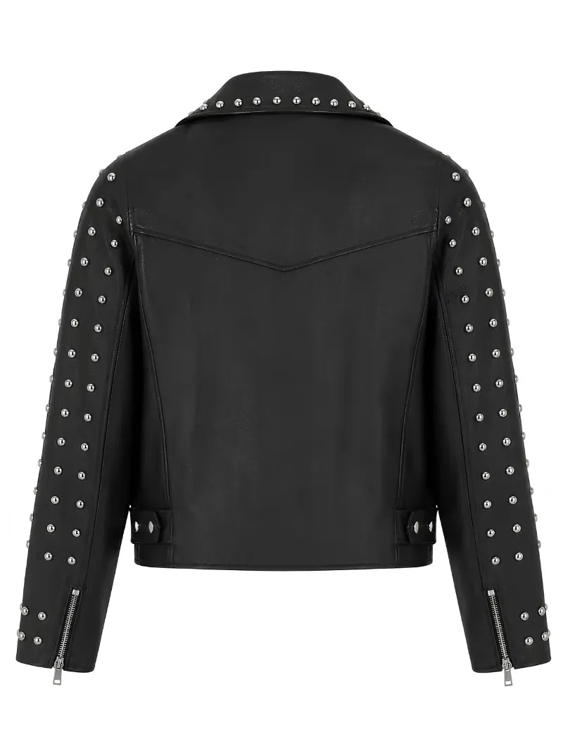 Women's Classic Studded Black Leather Jacket