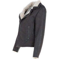 Women's Dark Brown Leather Shearling Classic Jacket