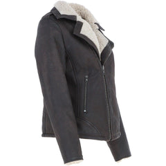 Women's Dark Brown Leather Shearling Classic Jacket
