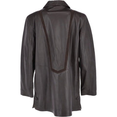 Women's Dark Brown Long Leather Coat