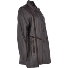 Women's Dark Brown Long Leather Coat