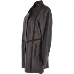 Women's Dark Brown Long Leather Coat