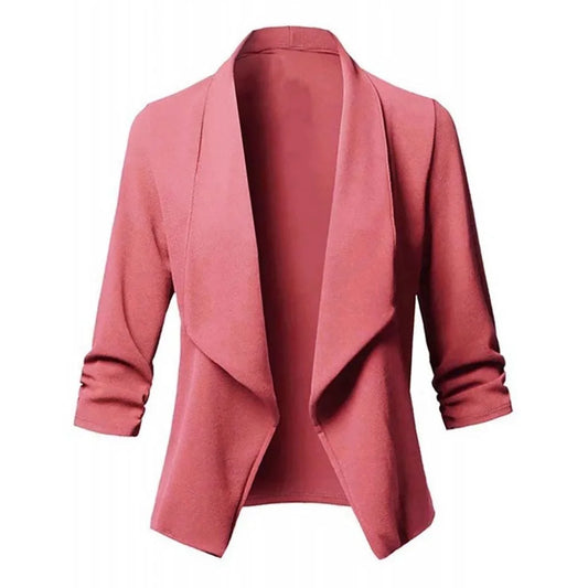 Women's Draped Open Front Pink Blazer