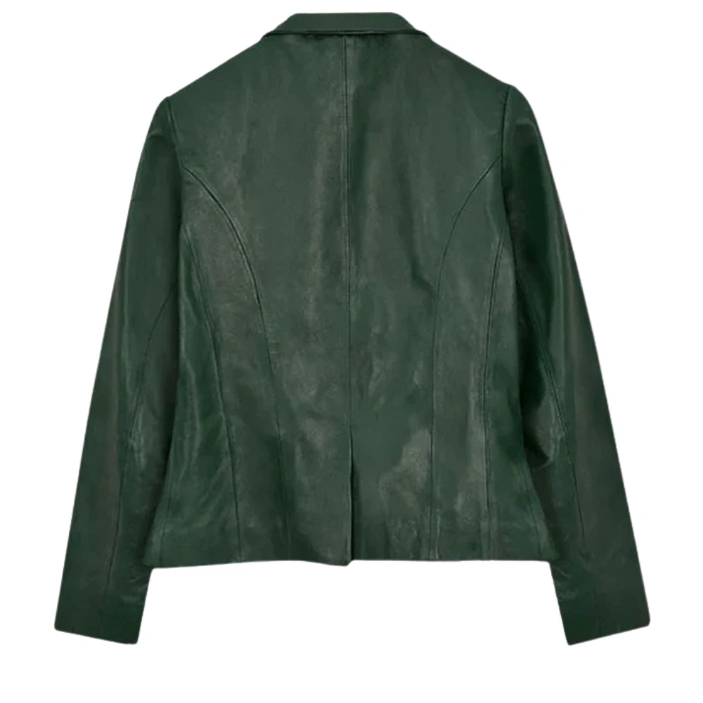 Women’s Green Leather Blazer Jacket