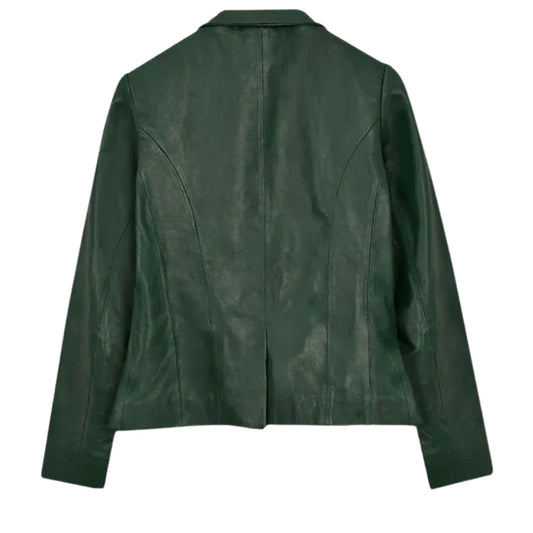 Women’s Green Leather Blazer Jacket