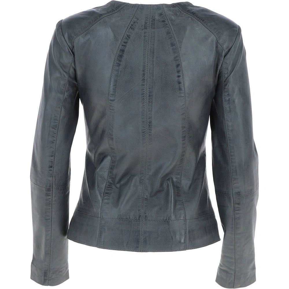 Women's Grey Leather Minimalist Jacket
