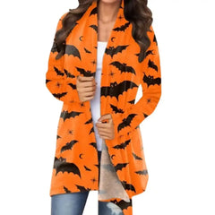 Women’s Halloween Bat Print Cardigan Coat