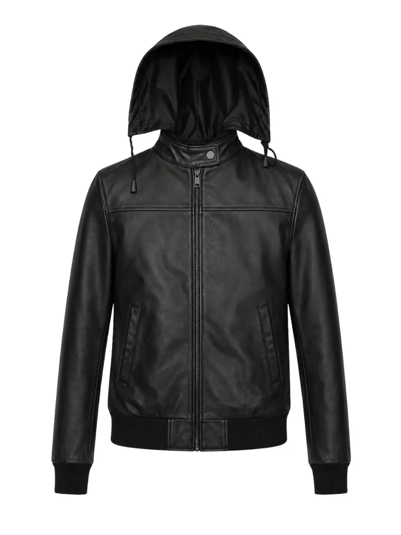 Women’s Hooded Leather Jacket Full 