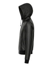 Women’s Hooded Leather Jacket Left 