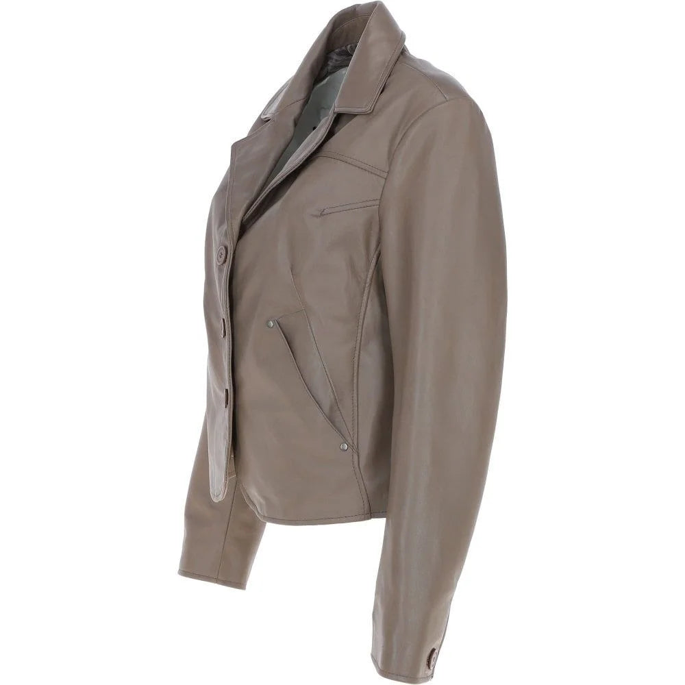 Women's Leather Short Blazer Jacket