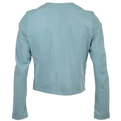 Women's Light Blue Leather Jacket