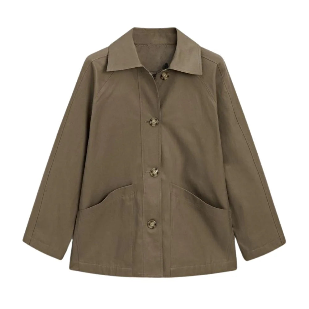 Women's Olive Green Cotton Trench Jacket