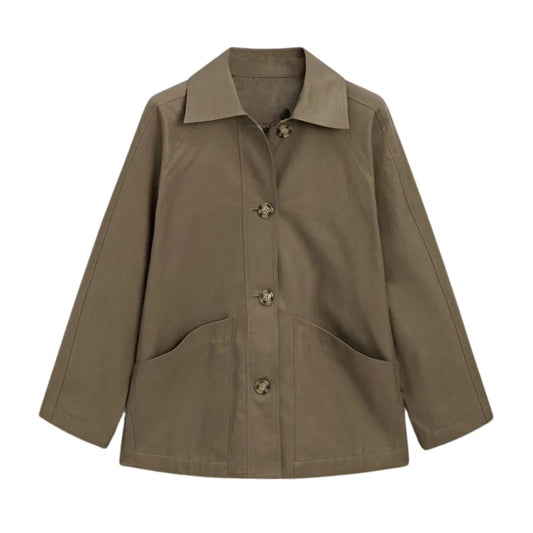 Women's Olive Green Cotton Trench Jacket