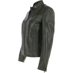 Women's Olive Green Leather Classic Jacket
