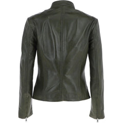 Women's Olive Green Leather Classic Jacket