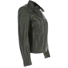 Women's Olive Green Leather Classic Jacket