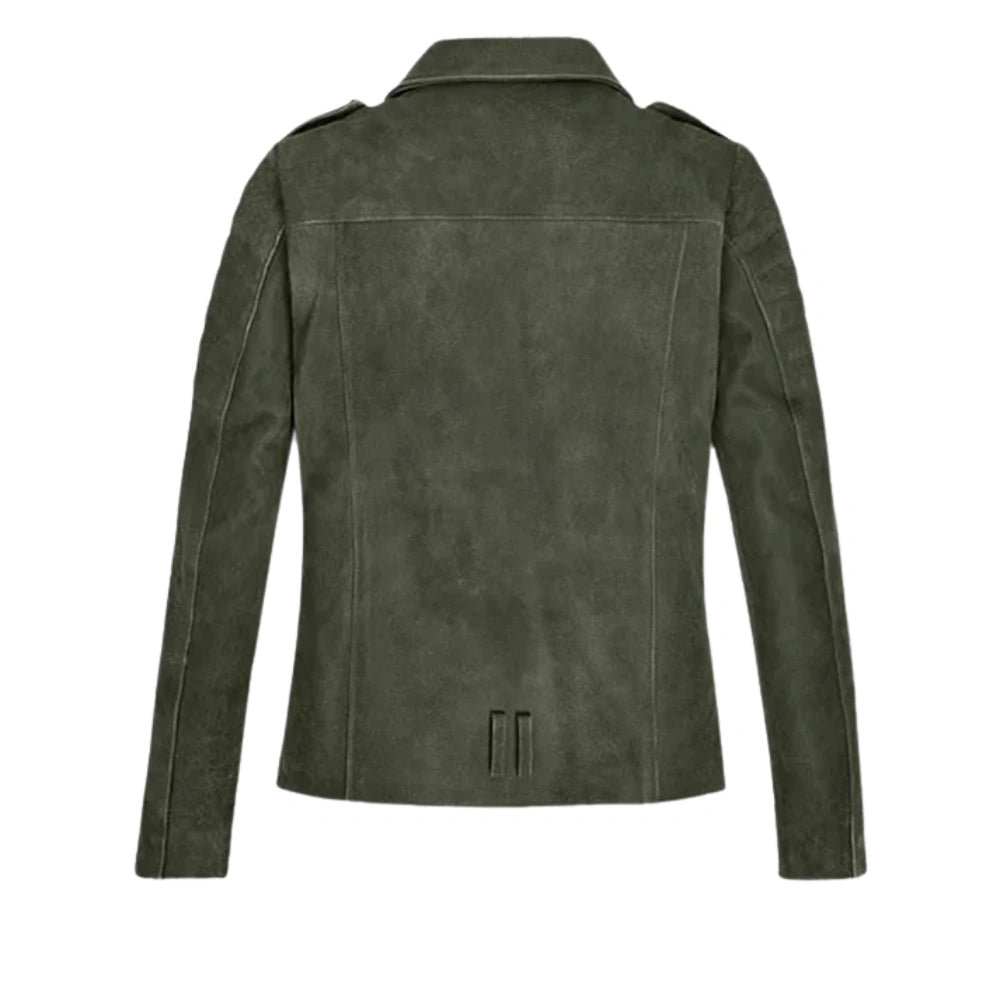 Women’s Olive Green Suede Leather Jacket