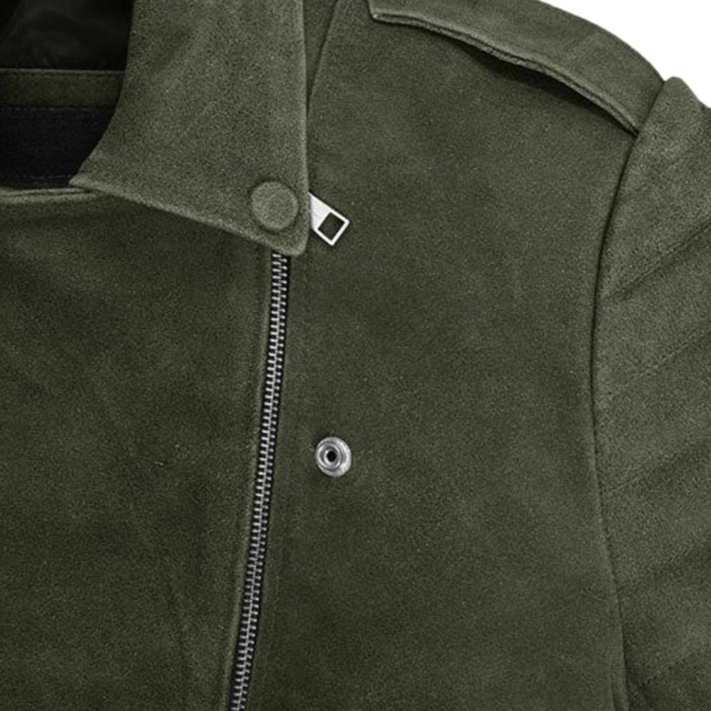 Women’s Olive Green Suede Leather Jacket