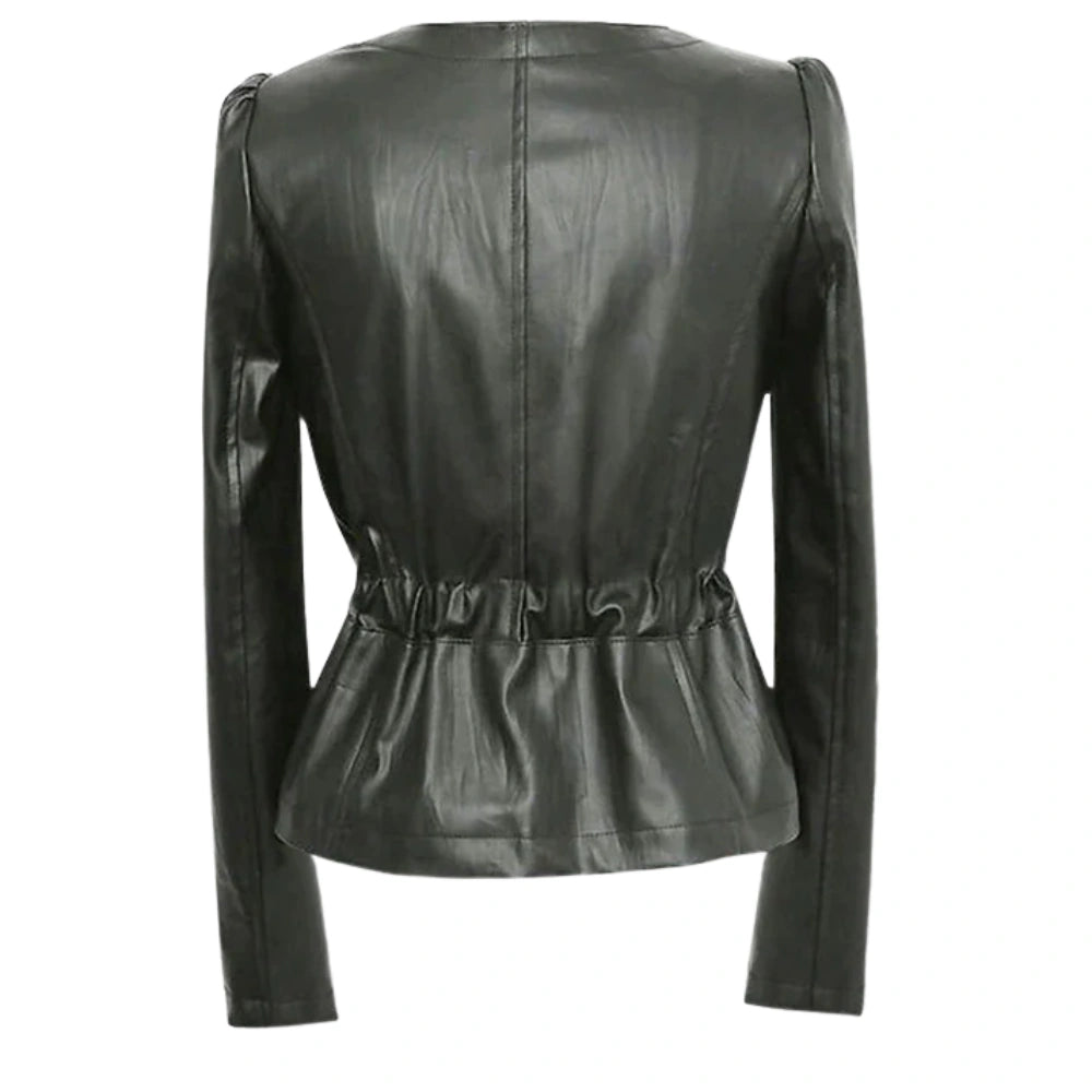 Women’s Olive Suede Asymmetrical Fringe Jacket