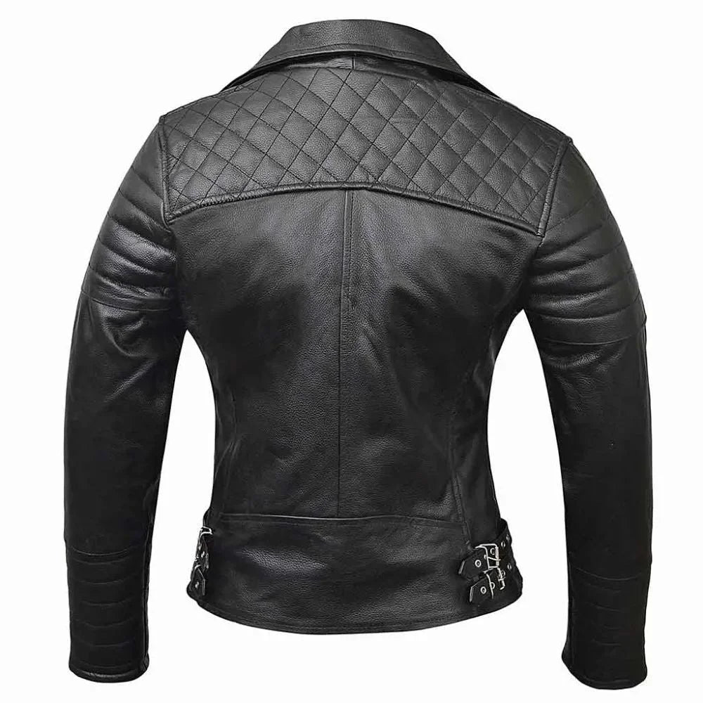 Women's Quilted Black Leather Classic Jacket