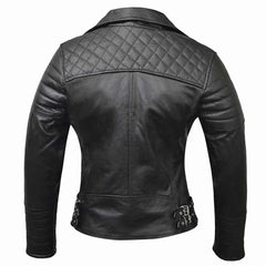 Women's Quilted Black Leather Classic Jacket