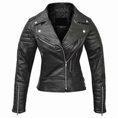 Women's Quilted Black Leather Classic Jacket