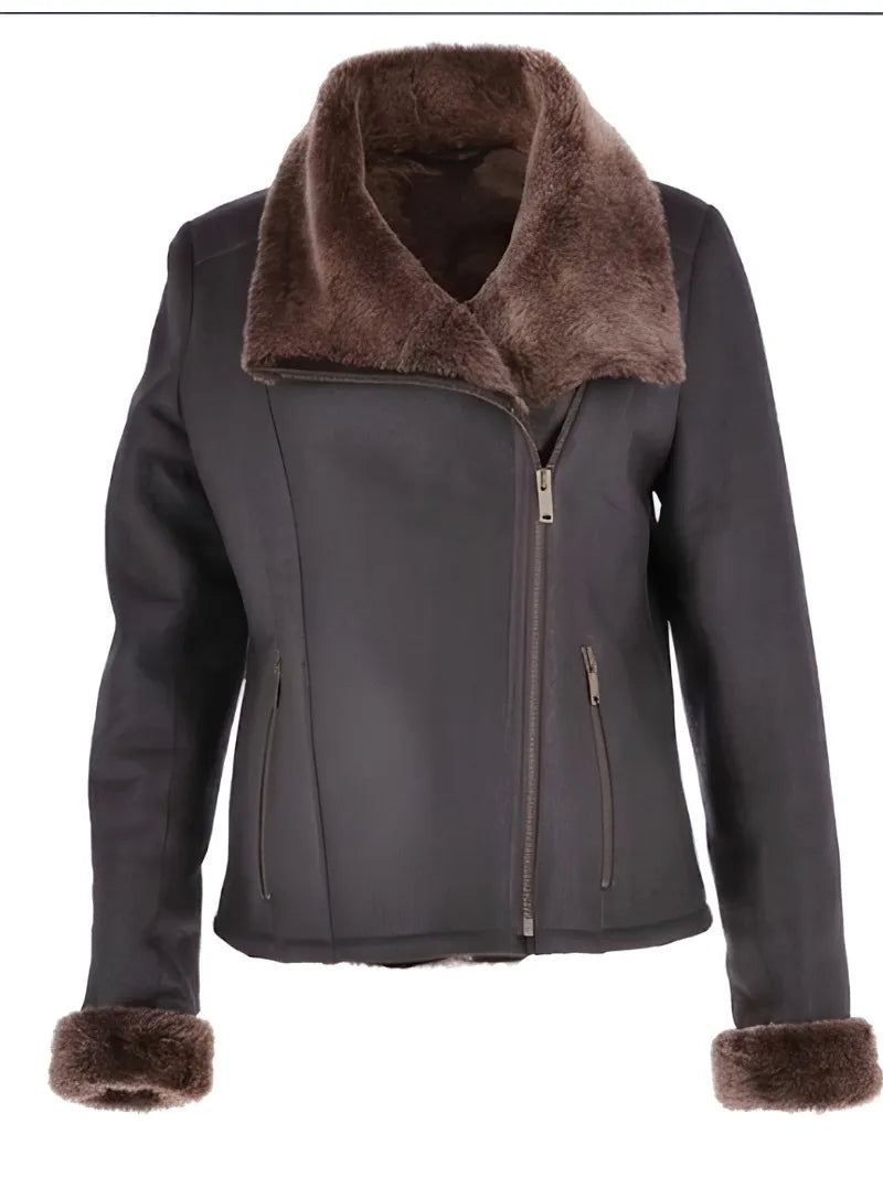Women's Shearling-Lined Leather Jacket