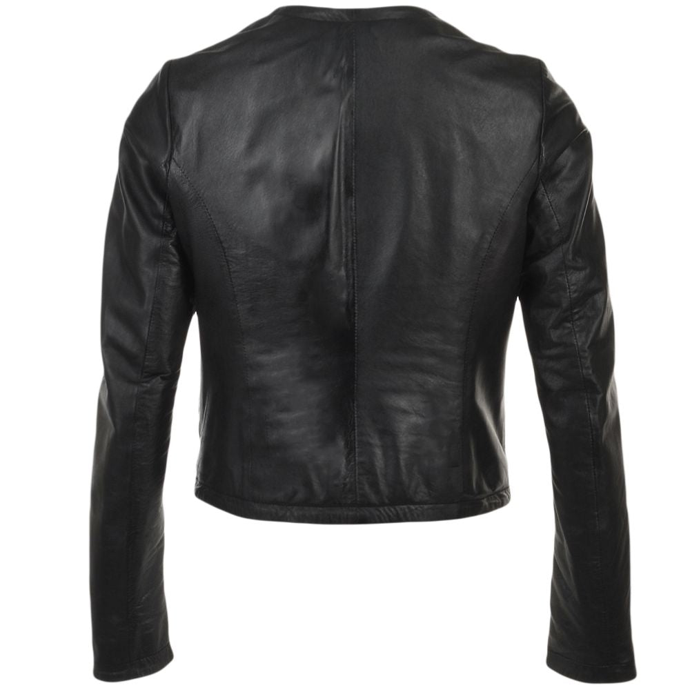 Women's Sleek Design Black Leather Jacket 