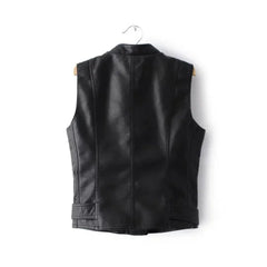 Women's Leather Asymmetrical Vest - Black and White
