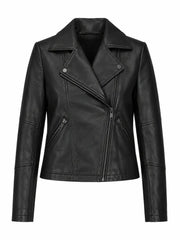 Women’s Slim Fit Black Leather Jacket Front