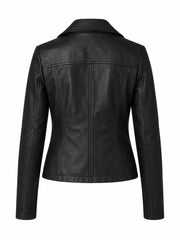 Women’s Slim Fit Black Leather Jacket Back 