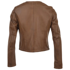 Women's Tan Sleek Design Leather Jacket