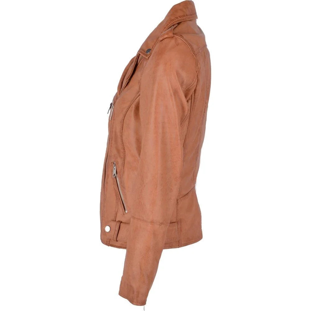 Women's Tan Suede  Leather Jacket