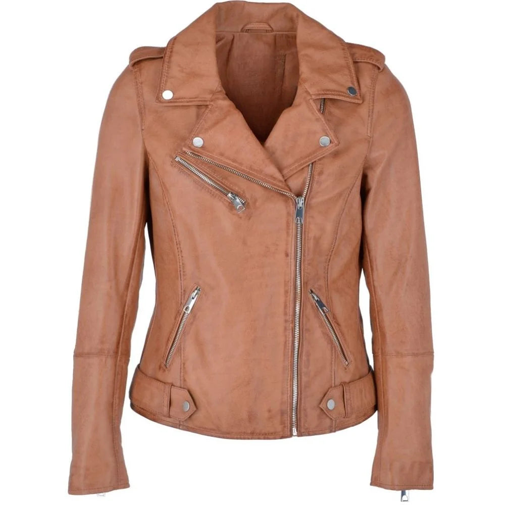 Women's Tan Suede  Leather Jacket