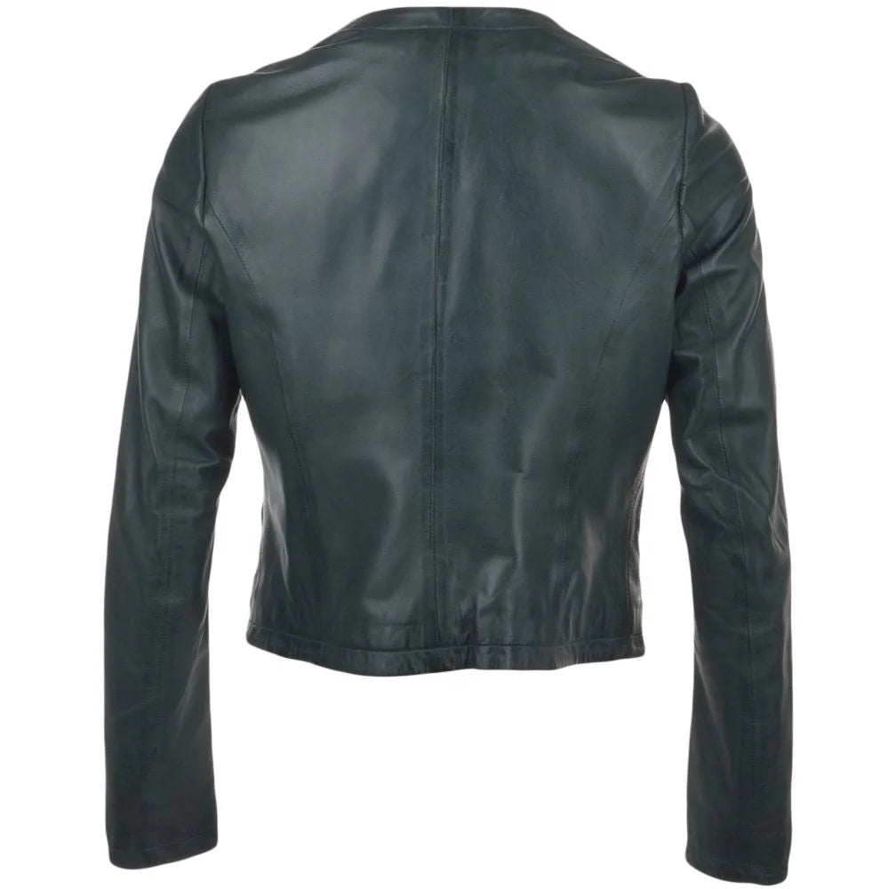 Women's Teal Leather Jacket