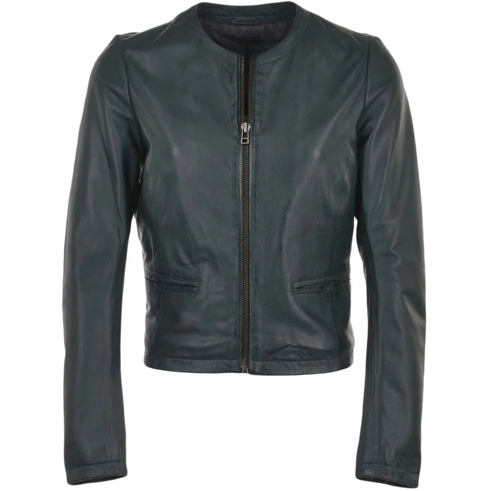 Women's Teal Leather Jacket