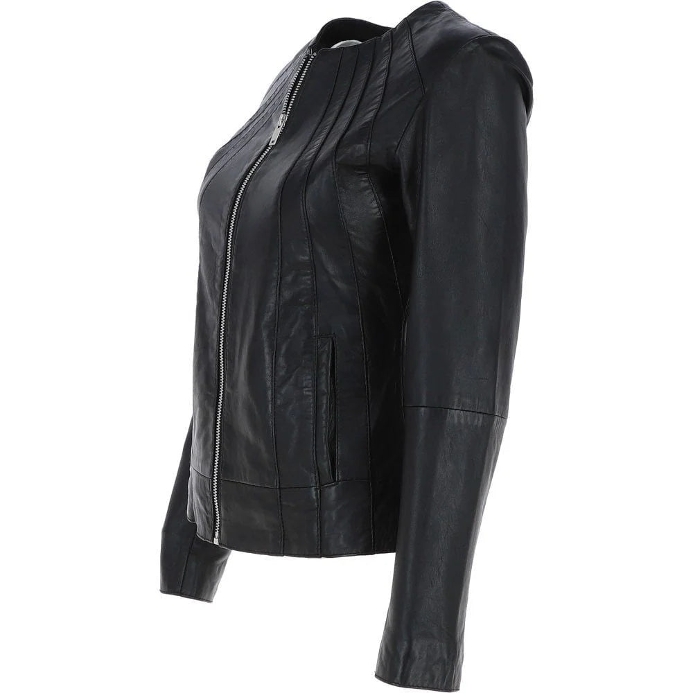 Women's Zipper Black Leather Jacket