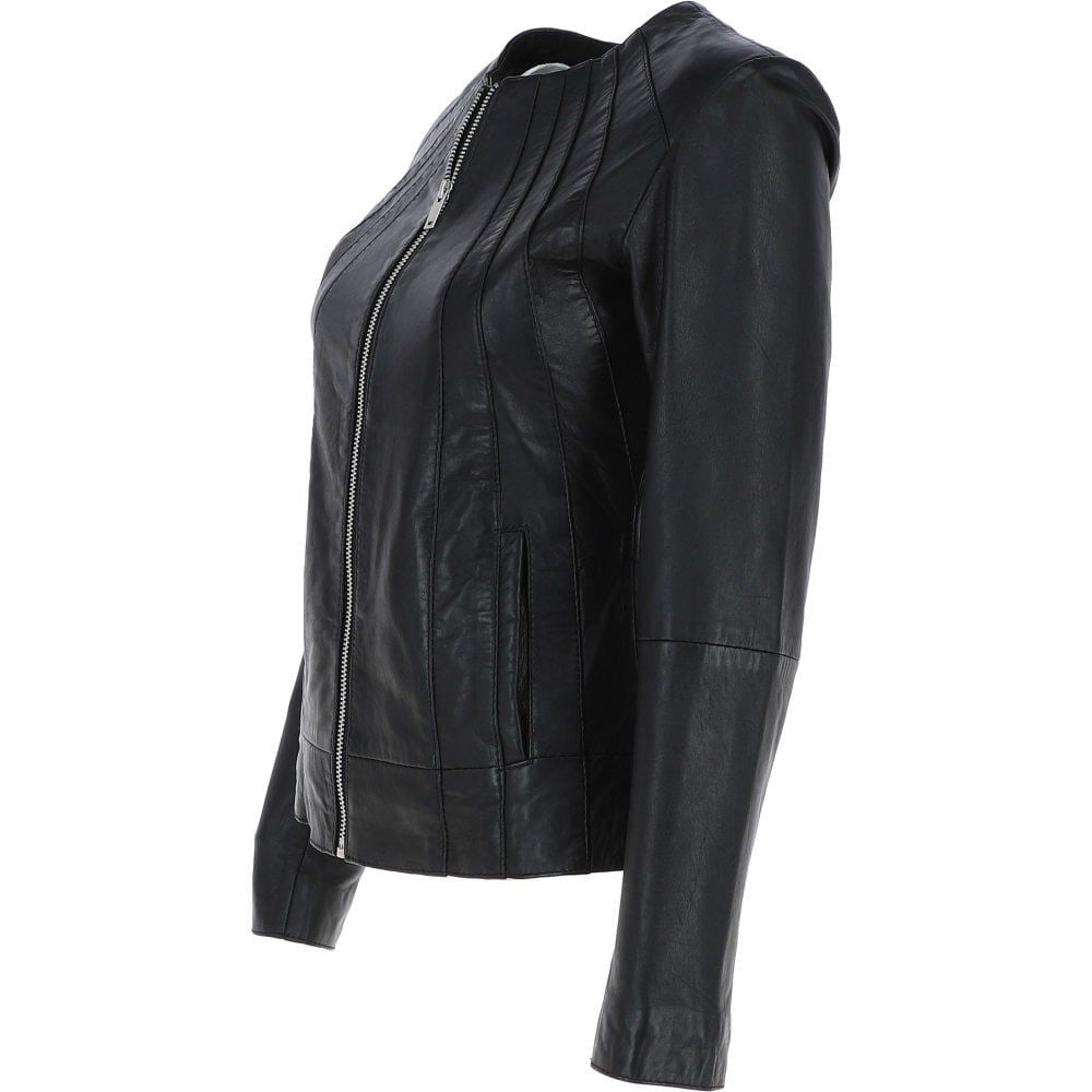 Women's Zipper Black Leather Jacket