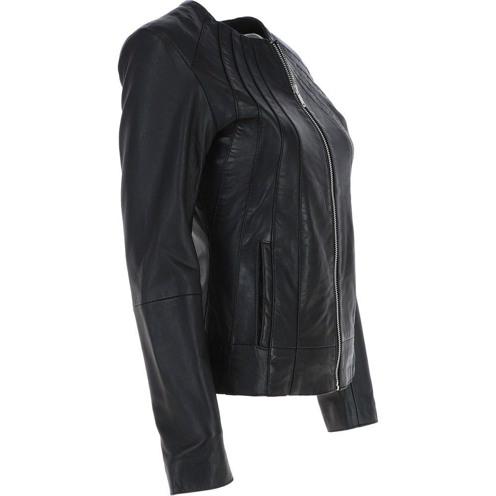 Women's Zipper Black Leather Jacket