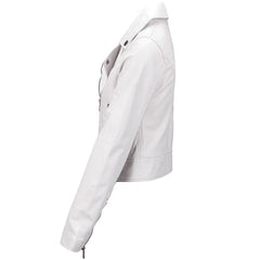 Women's Asymmetrical Zip White Leather Jacket