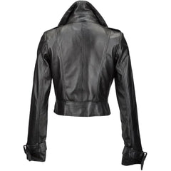 Women's Black Cropped Leather Jacket