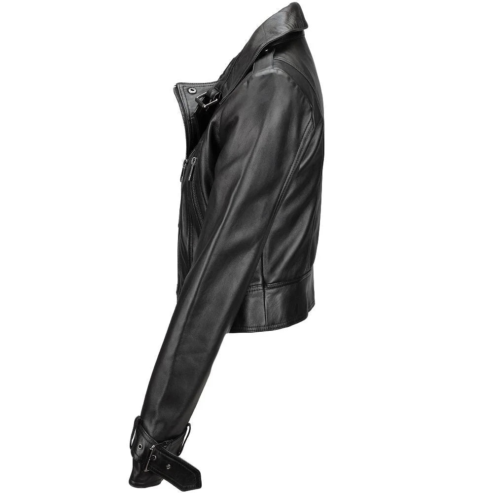 Women's Black Cropped Leather Jacket